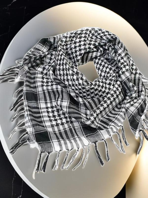 Plaid Print Scarf, Casual Street Style Wrap Shawl For Men & Women, Fashion Accessories For Outdoor Activities