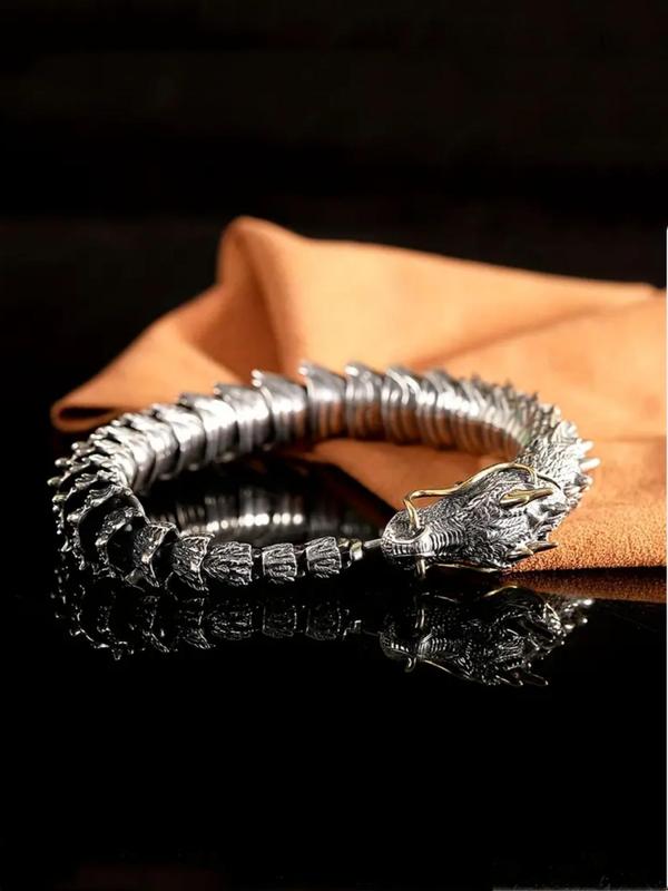 Vintage Dragon Design Bracelet, Punk Style Animal Design Bracelet for Men & Women, Fashion Jewelry for Party Decor, Trendy Exquisite Jewelry for Birthday Gift