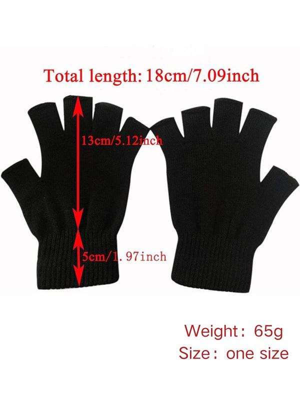 Unisex Solid Color Half-finger Design Gloves, 2024 New Style Boho Style Warm Gloves for Fall & Winter, Fashion Cold Protection and Thickening Accessories for Men & Women