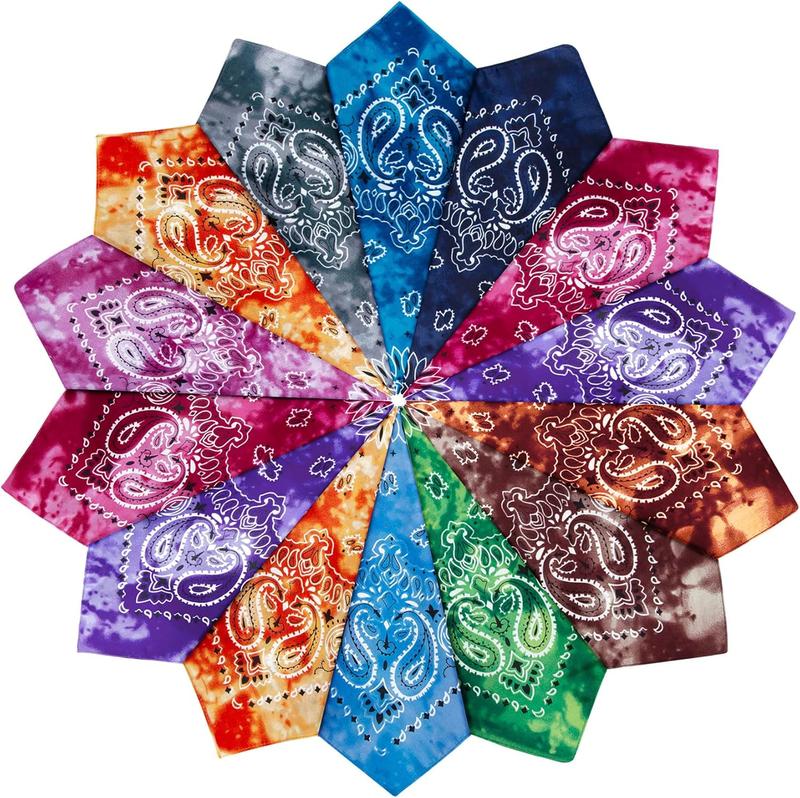 14 count Bandanas Paisley Print Novelty Headband Cowboy Headwraps Scarfs Hair  Bandana for Women Men Boy Girl