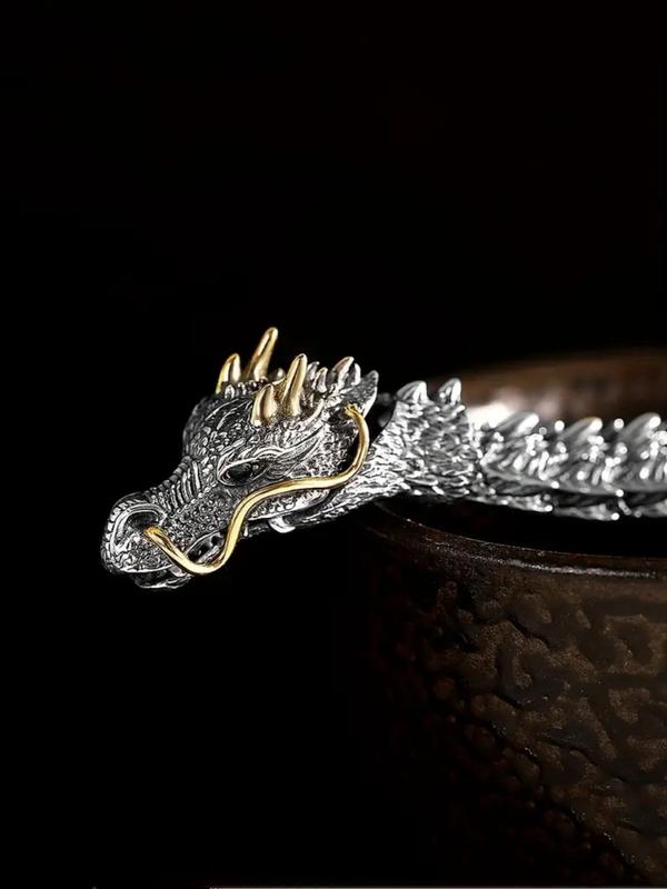 Vintage Dragon Design Bracelet, Punk Style Animal Design Bracelet for Men & Women, Fashion Jewelry for Party Decor, Trendy Exquisite Jewelry for Birthday Gift