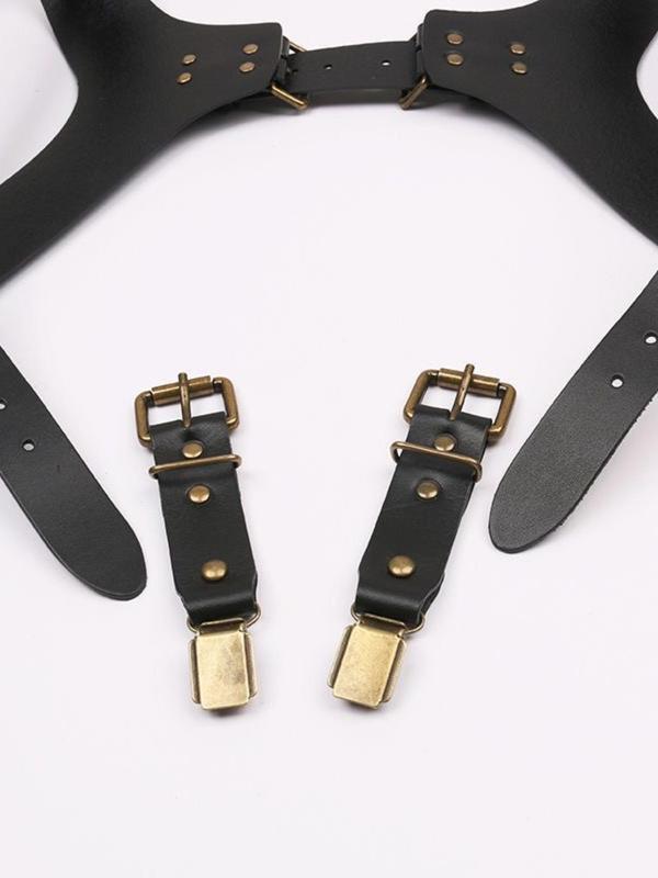 Unisex Vintage Y-shaped Adjustable Suspender Belt, Fashionable PU Leather Harness Belt for Men & Women, Fashion Accessories for Daily Wear