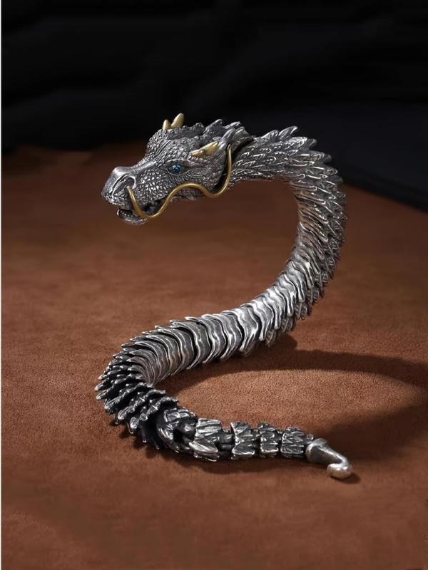 Vintage Dragon Design Bracelet, Punk Style Animal Design Bracelet for Men & Women, Fashion Jewelry for Party Decor, Trendy Exquisite Jewelry for Birthday Gift