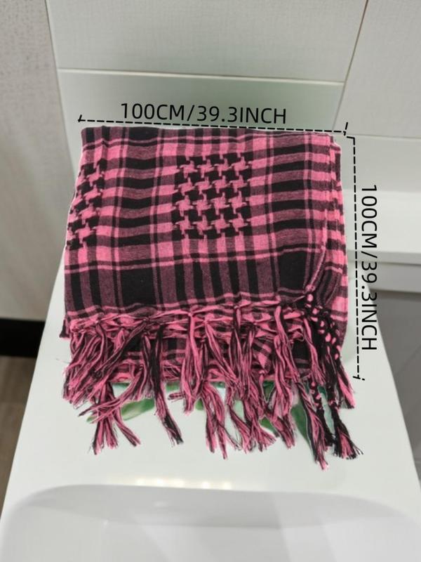 Plaid Print Scarf, Casual Street Style Wrap Shawl For Men & Women, Fashion Accessories For Outdoor Activities