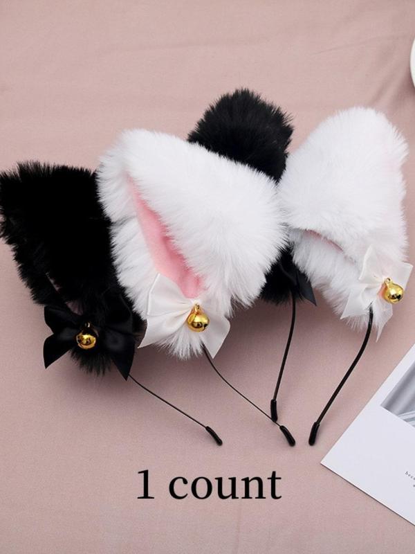 Cute Cat Ear & Bells Design Hair Hoop, Fashionable Hair Accessories for Women & Girls, Lovely Hairwear for Daily Used