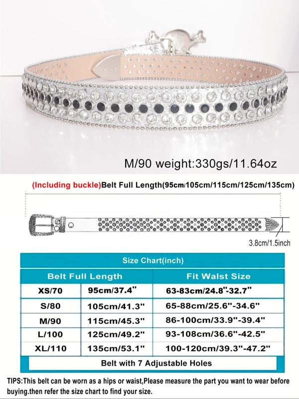 Unisex Punk Style Y2k Rhinestone Decor Glittering Belt, Trendy Luxury Hip Hop Belt, Chic Goth Accessories, Punk Accessories for Party Decor, Pair with A Belt To Transform Into Fashion and Bling Pants