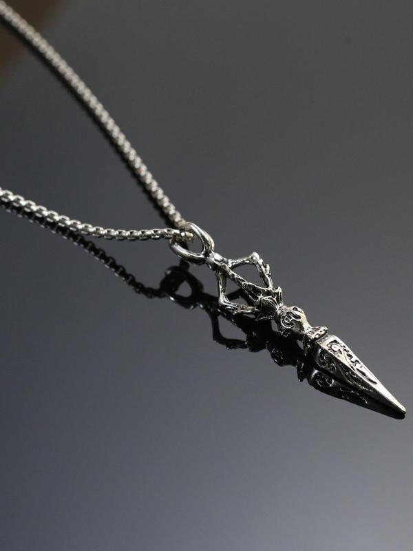 Gothic Hollow Out Design Pendant Necklace for Men & Women for Gift, Summer Jewelry, Punk Matching Vintage Chain Necklace Jewelry for Party, Trendy Mexican Necklace, Punk Male Accessories, without Box