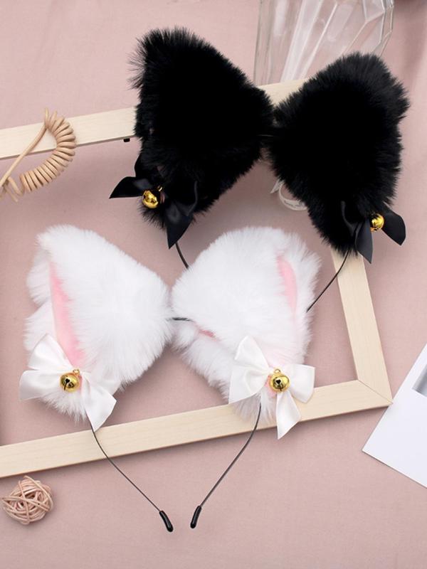 Cute Cat Ear & Bells Design Hair Hoop, Fashionable Hair Accessories for Women & Girls, Lovely Hairwear for Daily Used