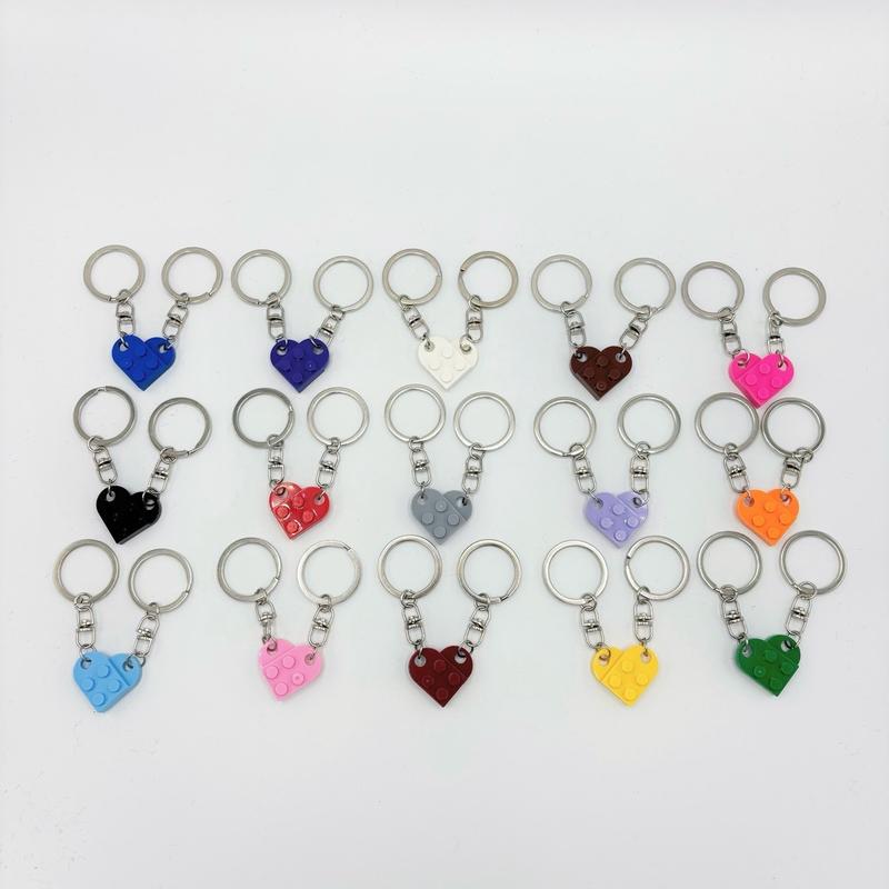 2pcs Cute Love Heart Building Block Matching Keychains Couples Friendship Love Heart Brick Key Ring New Year Jewelry Gifts perfect gift fun keychains perfect accessory funny keychain