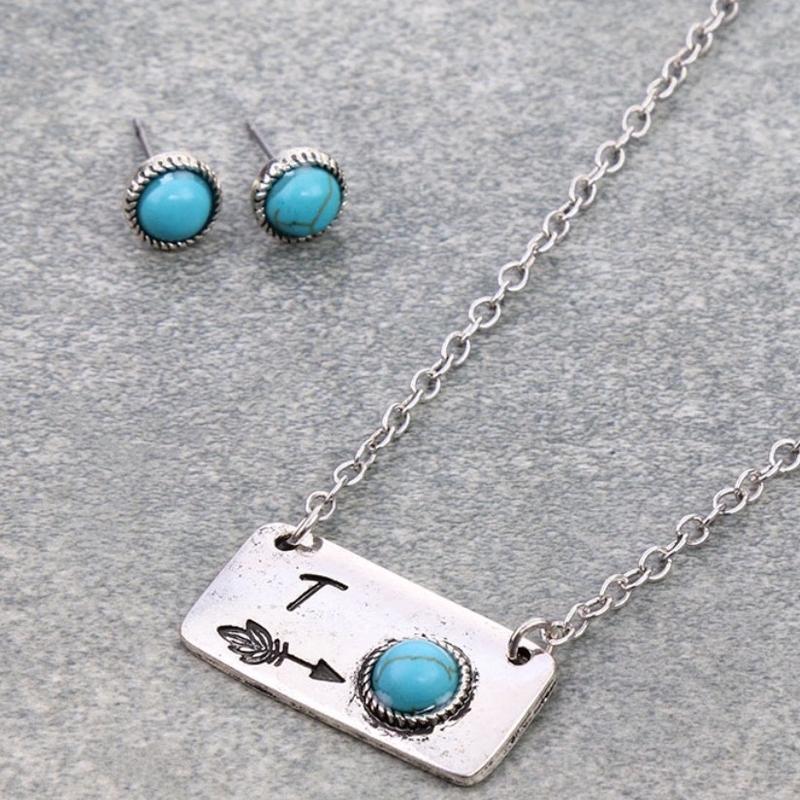 Personalized Initial Arrow Necklace and Earring Set