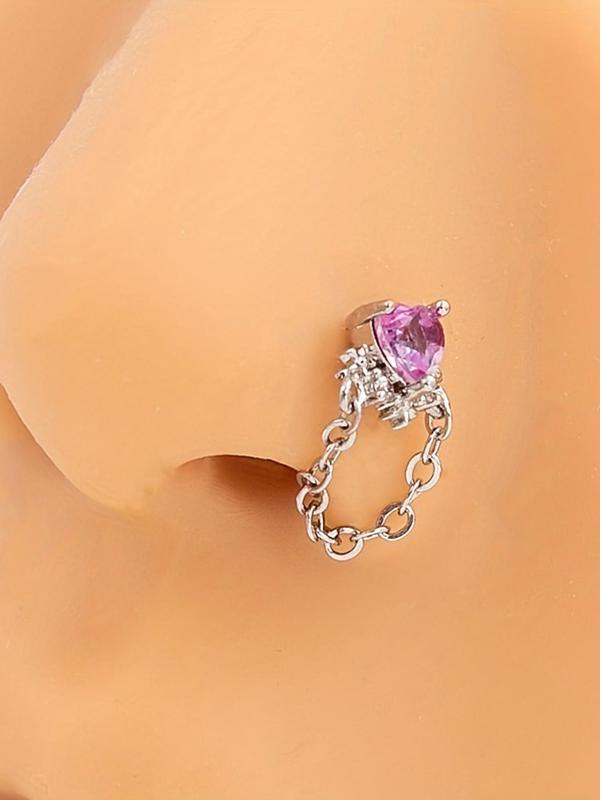 Cute Butterfly & Heart & Eye Design Nose Ring, Nose Ring Jewelry, Rhinestone Decor Nose Ring, Fashion Body Jewelry for Women & Men