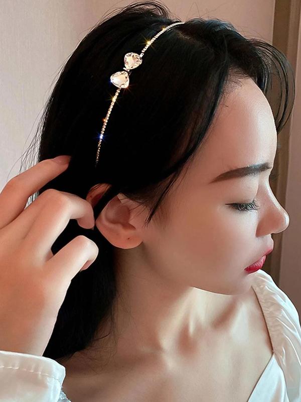 Rhinestone Decorated Bow Hair Hoop,  Elegant Hair Accessories for Women & Girls, Girl's All-match Accessory for Hair Daily Use