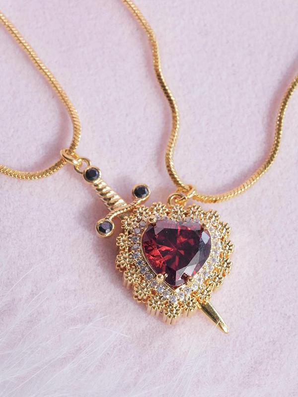 Gothic Heart & Sword Design Couple Pendant Necklace, Fashion Jewelry for Party, Daily Decor, Trendy All-match & Exquisite Jewelry for Birthday Gift