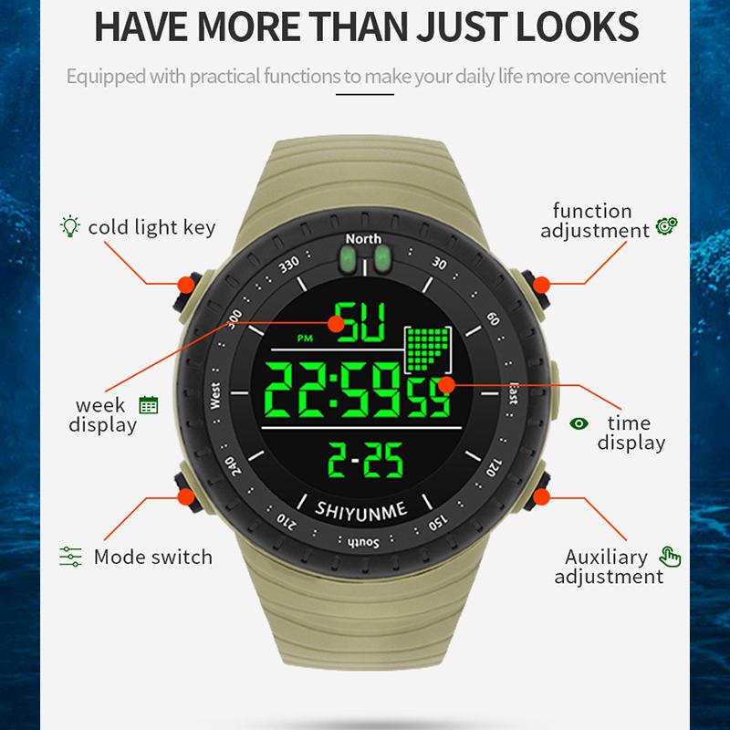 Top Men's Sports Watch 50M Waterproof Military Display Clock Man Watches LED Digital Luxury Fashion  Electronic Wristwatch  2111