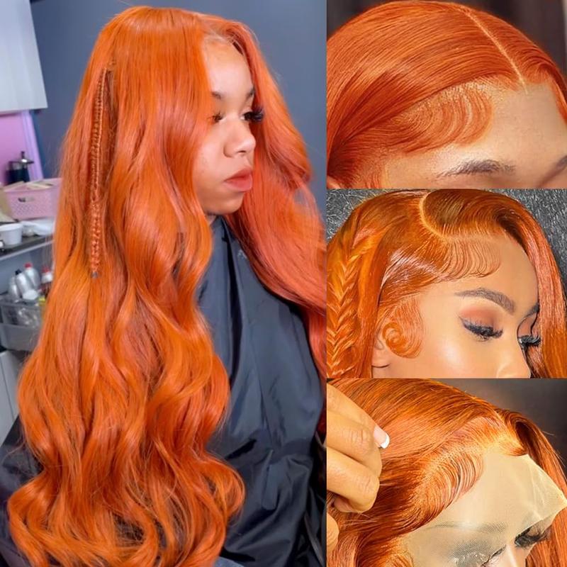 Bling Hair 180 Density Orange Ginger Body Wave 13x4 13x6 5x5 HD Lace Frontal Colored Wig Human Hair Glueless Wigs For Woman Natural Hairline