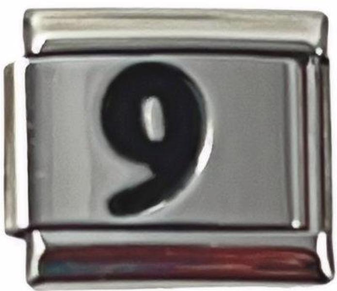 Italian Charm Link Black Number 9  - 9mm