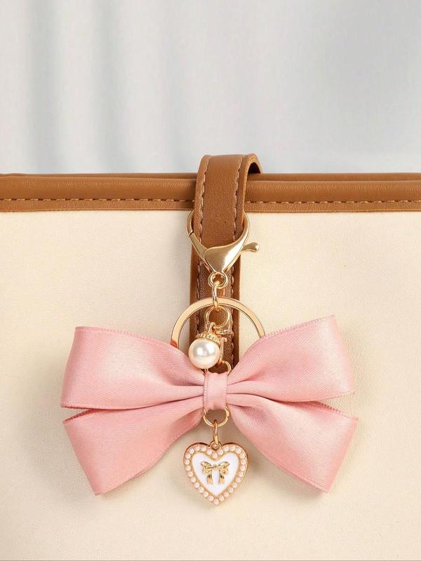 Women's Elegant Bowknot Design Keychain, Cute Trendy Heart Pendant Keychain, Fashionable Accessories for Women & Girls for Daily Life