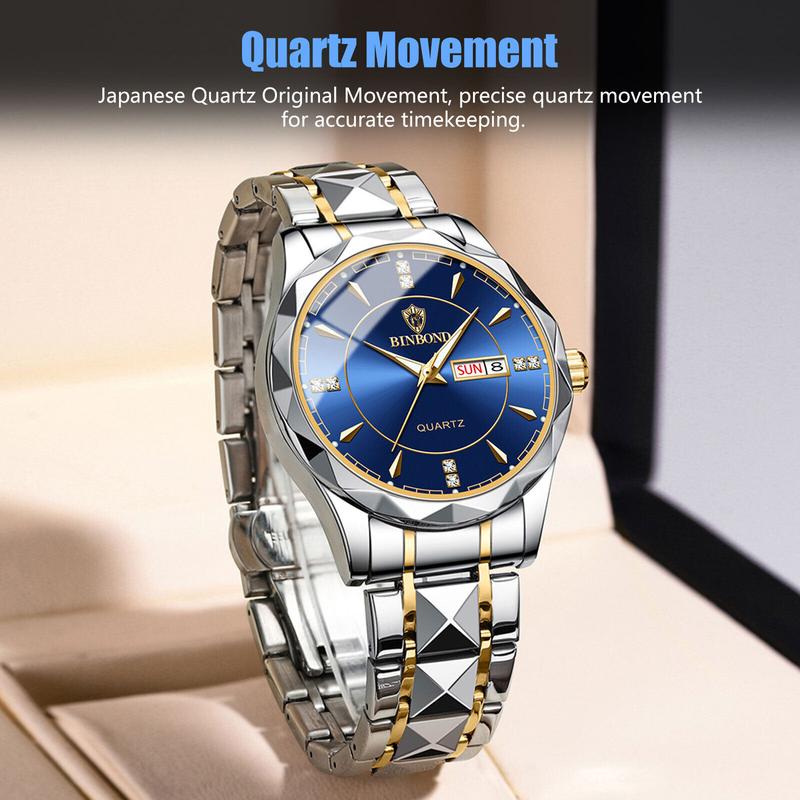 Waterproof Men Watch Stainless Steel Quartz Luminous Classic Business Wristwatch Does not apply