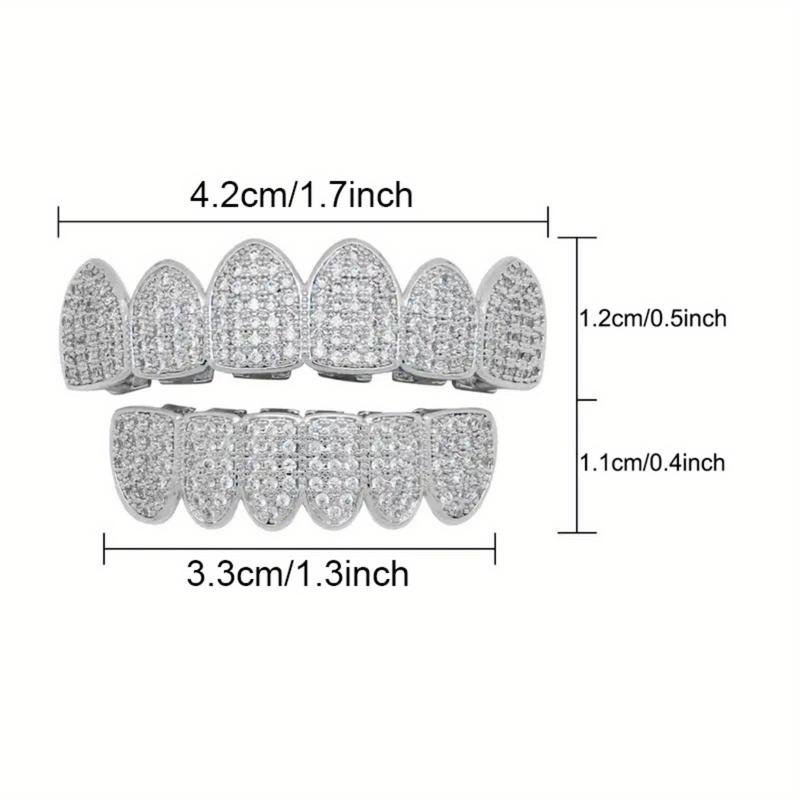 Hip Hop Cubic Zirconia Teeth Grills for Rappers and Cosplayers - Punk Style Accessory Set