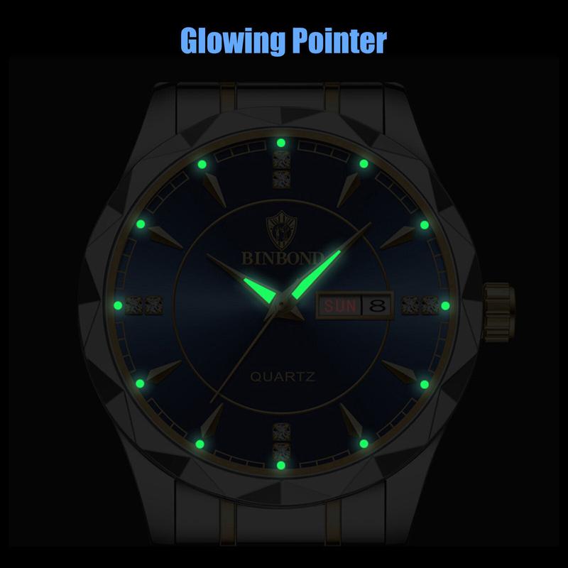 Waterproof Men Watch Stainless Steel Quartz Luminous Classic Business Wristwatch Does not apply