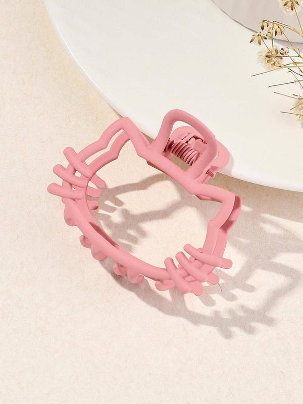 Women's Cute Cat Design Hair Claw, Trendy Plain Color Hollow Out Design Hair Claw, Fashionable Hair Accessories for Women & Girls for Hairstyle Decoration