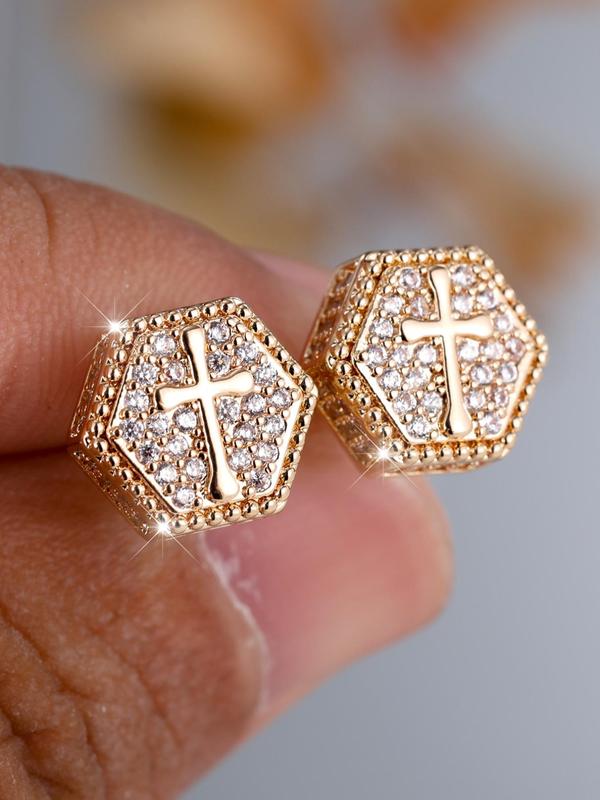 Unisex Elegant Cross Design Stud Earrings, Fashionable Jewelry for Women & Men, Trendy All-match & Exquisite Jewelry for Birthday Gift