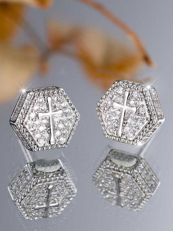 Unisex Elegant Cross Design Stud Earrings, Fashionable Jewelry for Women & Men, Trendy All-match & Exquisite Jewelry for Birthday Gift