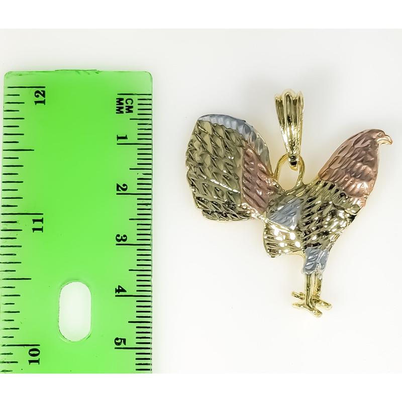 Plated Tri-Color Rooster Pendant