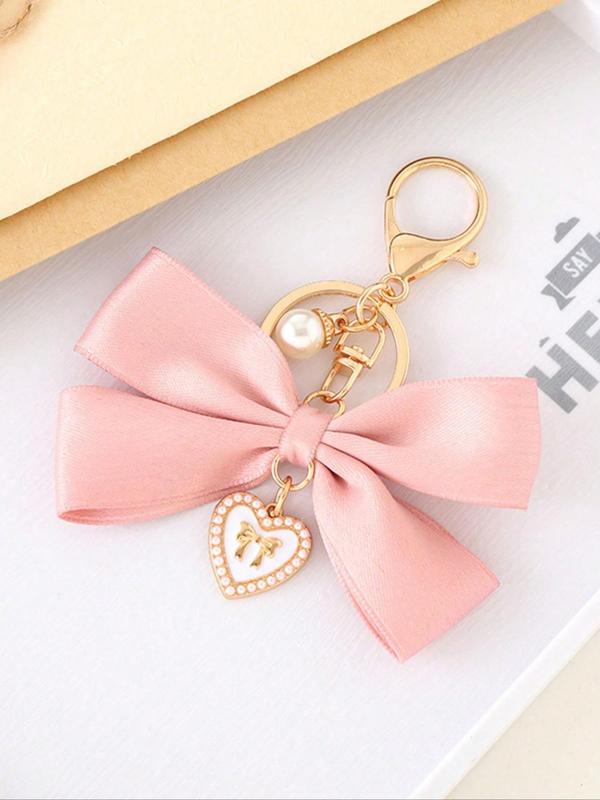 Women's Elegant Bowknot Design Keychain, Cute Trendy Heart Pendant Keychain, Fashionable Accessories for Women & Girls for Daily Life