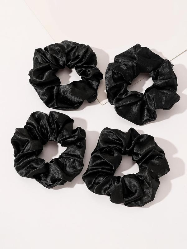 8pcs Plain Ruched Satin Scrunchie