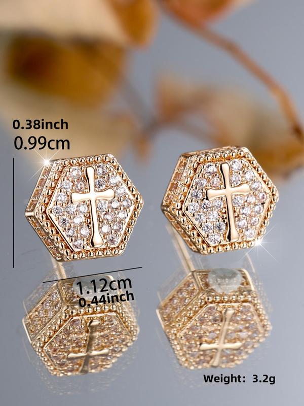 Unisex Elegant Cross Design Stud Earrings, Fashionable Jewelry for Women & Men, Trendy All-match & Exquisite Jewelry for Birthday Gift