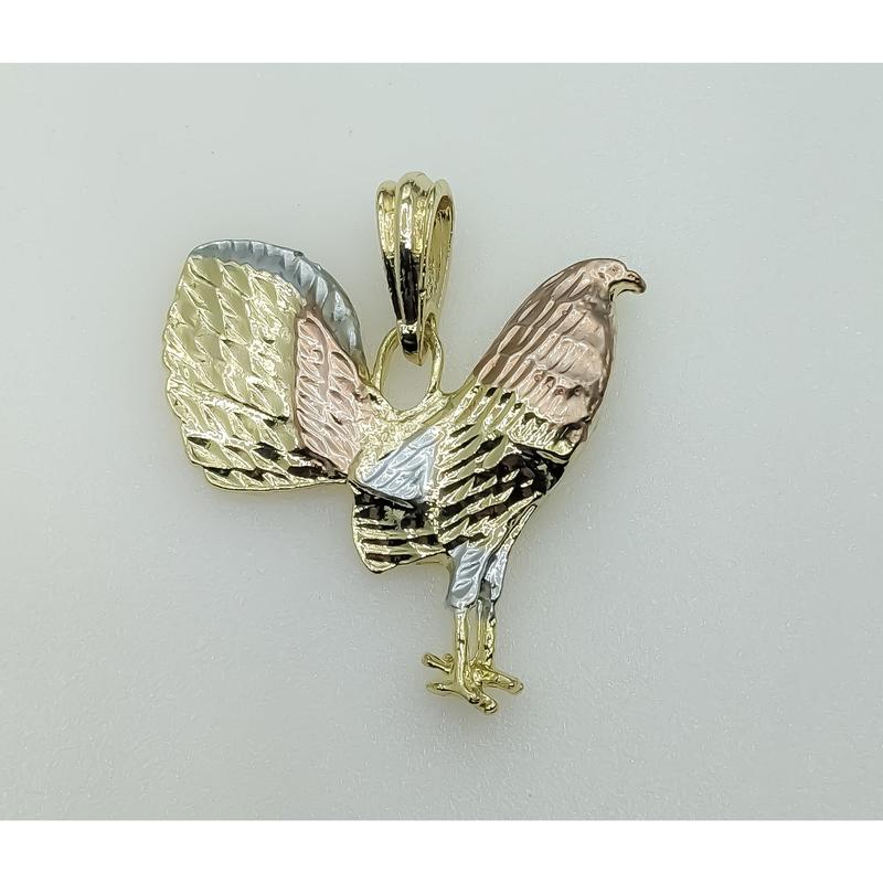 Plated Tri-Color Rooster Pendant