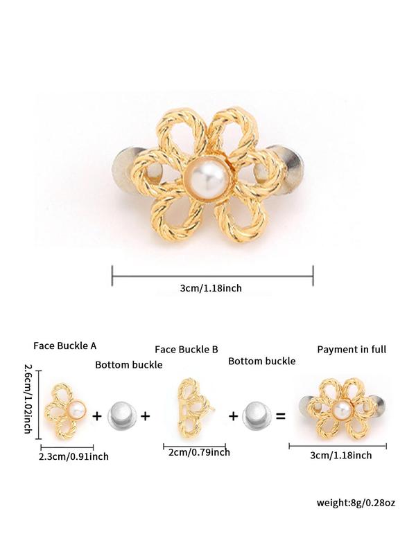 Elegant Flower Design Hollow out Waist Buckle, Fashion Faux Pearls Decorated Waistband for Jeans & Short Skirt, Elegant All-match Fashion Accessories for Daily & Party Decoration