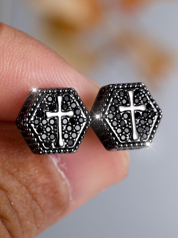 Unisex Elegant Cross Design Stud Earrings, Fashionable Jewelry for Women & Men, Trendy All-match & Exquisite Jewelry for Birthday Gift