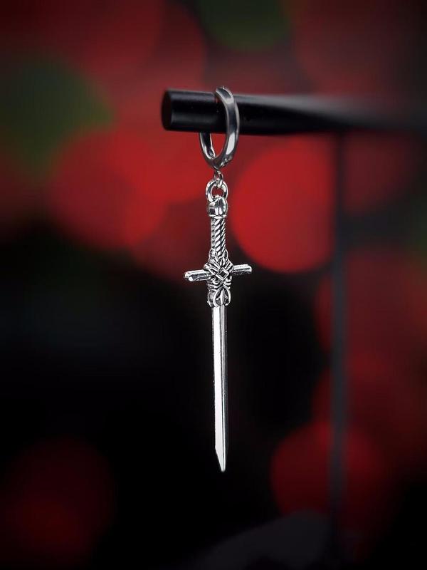 Unisex Gothic Style Sword Design Earrings, Stainless Steel Dangle Earrings, Punk Fashion Jewelry for Party, Daily Decor, Trendy All-match & Exquisite Jewelry for Birthday Gift