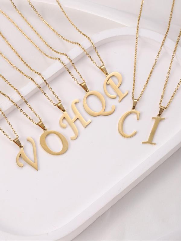 Fashion Alphabet Detail Pendant Initial Necklace & Studs Earrings, 3pcs Fashion Jewelry for Party, Daily Clothing Decor, Cute Accessories for Birthday Gift