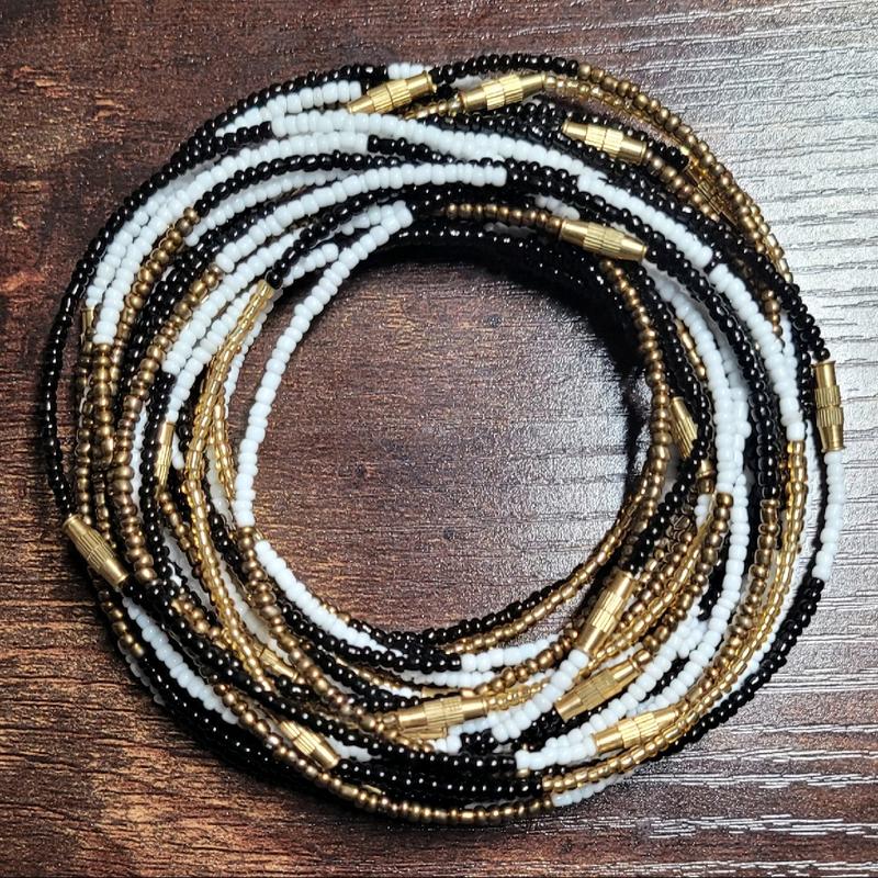 Black, Gold, & White Anklets for Women and Girls - Elegant Color Scheme