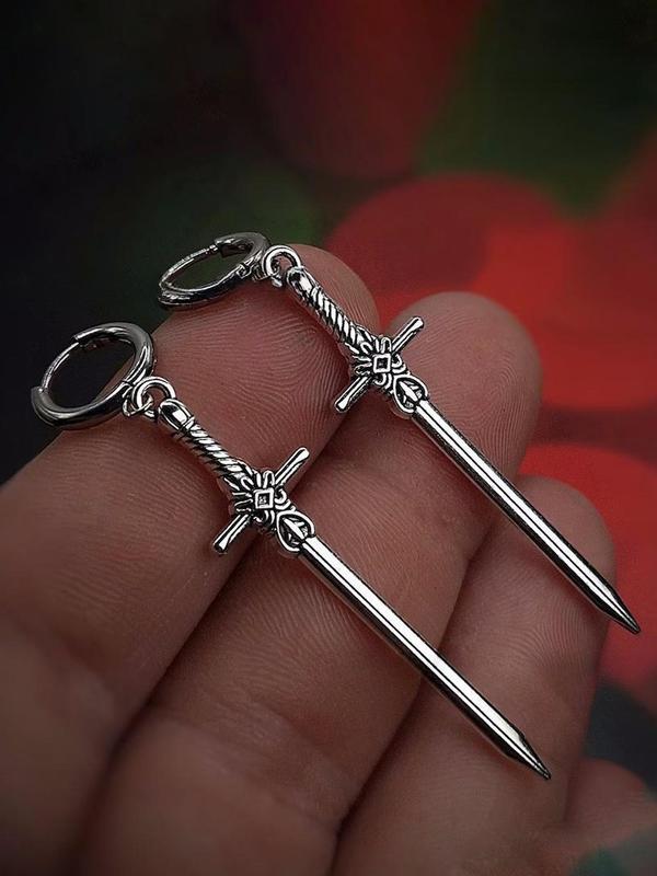 Unisex Gothic Style Sword Design Earrings, Stainless Steel Dangle Earrings, Punk Fashion Jewelry for Party, Daily Decor, Trendy All-match & Exquisite Jewelry for Birthday Gift