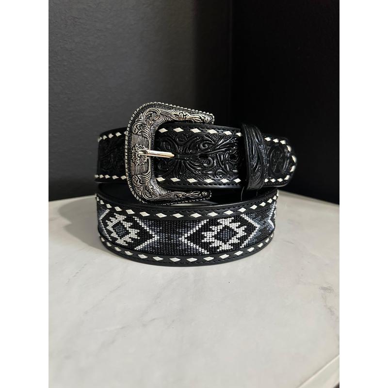 2” Beaded Aztec Leather Belt RHC-2023