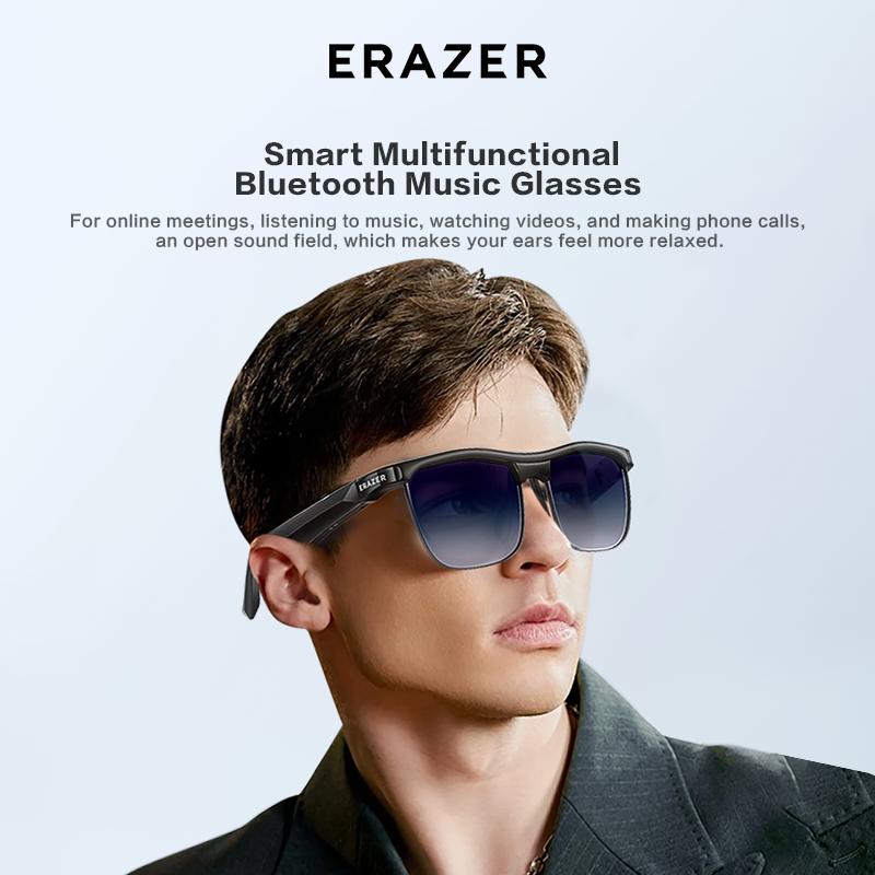 ERAZER Wireless Bluetooth smart glasses, multi-functional blue light blocking glasses for listening to music and making phone calls, stylish autumn and winter sun protection, Bluetooth compatible