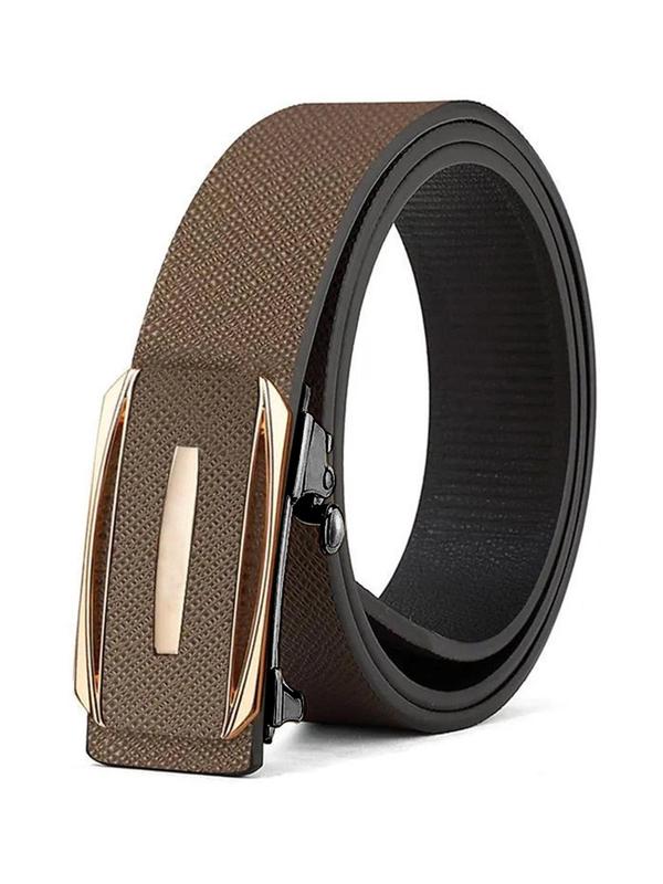 Men's Automatic Buckle Lychee Texture PU Leather Belt, Business Casual Waistband for Jeans, Fashion Accessories for Daily Wear