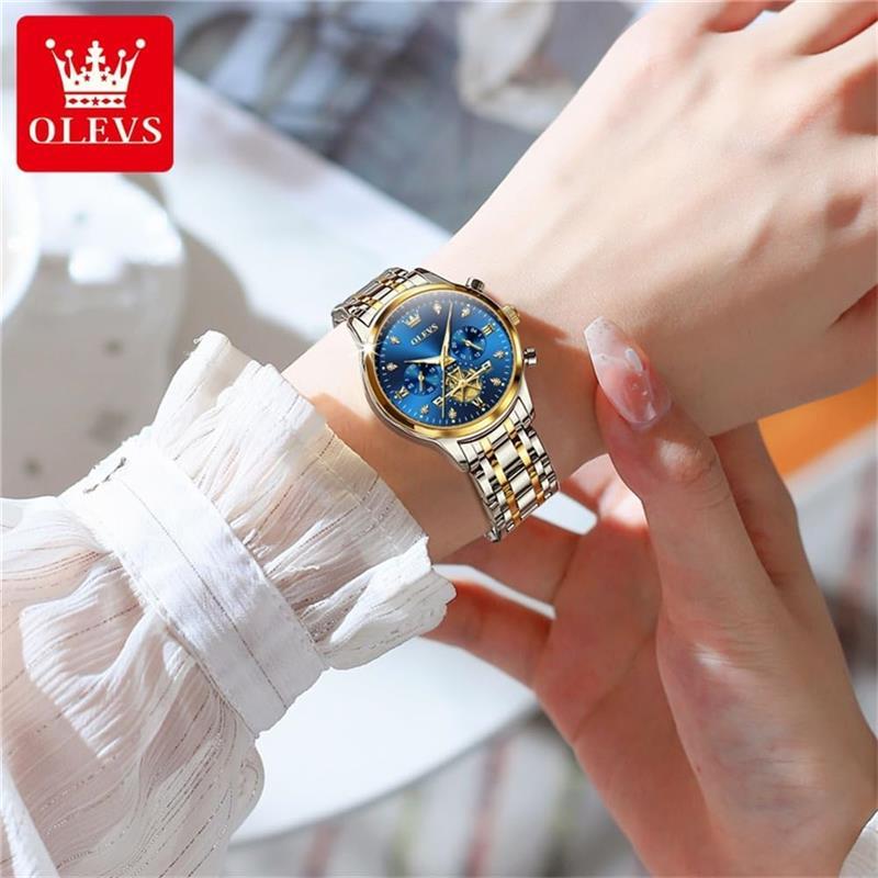 OLEVS Women Watches Luxury Diamond Wrist Watches for Women Gold and Silver Stainless Steel Waterproof with Date Quartz Ladies Watch