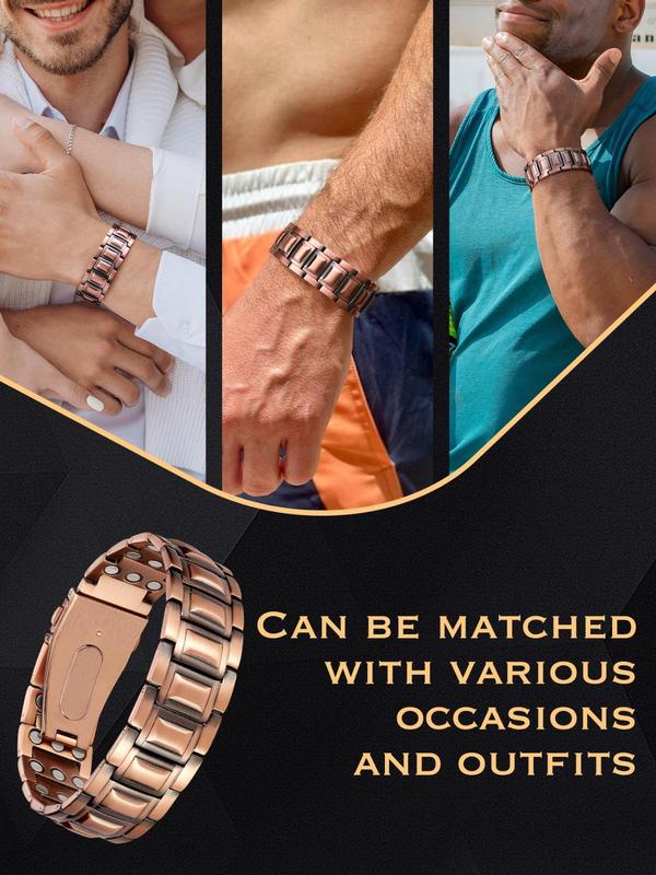 Men's Sporty Magnetic Matching Bracelet, Unique Folding Clasp Wristband Brazaletes with Adjustment Tool, Fashion Accessories for Clothing Decor, for Gift