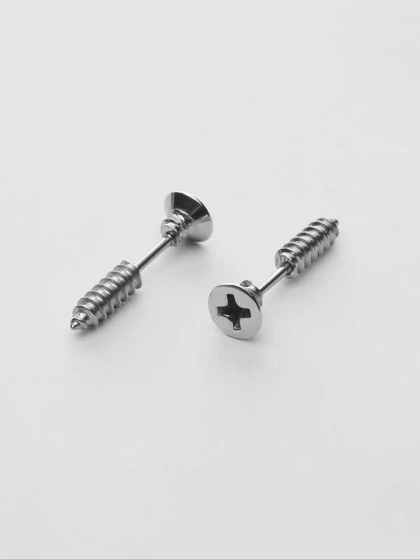 Simple Stud Screw Earrings, Stainless Steel Stud Earrings, Daily Wear, Work, Holiday, Dress Up, Party, Daily Accessories for Women & Girls, Fashion Jewelry for Party, Daily Clothing Decor, Trendy All-match & Exquisite Jewelry for Birthday Gift