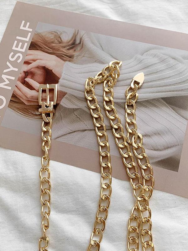 Women's Street Trend Cuban Link Chain Belt,  Trendy Minimalist Chain Belt, Chic All-match Stylish Clothes Accessories for Party Decor