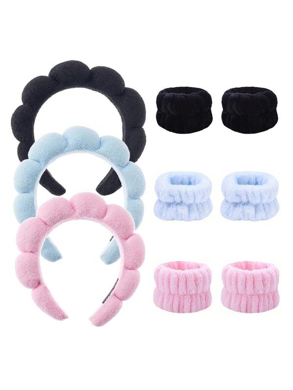 Women's Hair Hoop & Wristband Set, Soft & Absorbent Hair Hoop & Wristband, Fashion Hair Accessories for Skincare & Face Washing