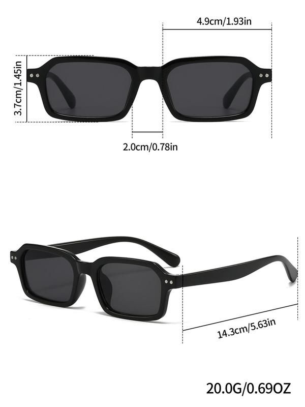 Unisex Street Style Rivet Decor Square Frame Sunglasses, Trendy Casual Tinted Lens Sunglasses for Everyday Use, Fashion Accessories for Outdoor Activities