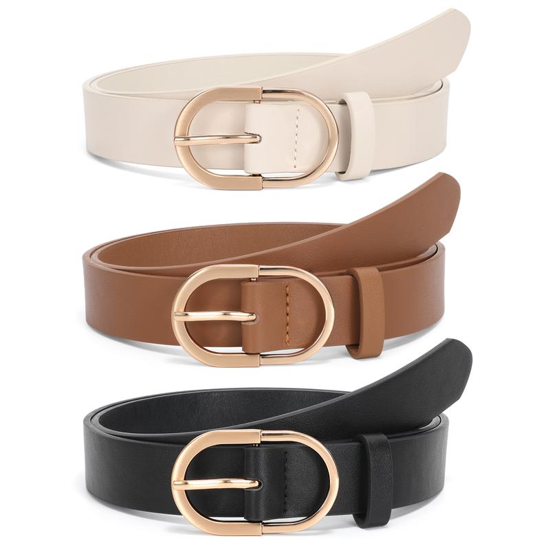 JASGOOD Women's Leather Belts for Jeans Dresses Fashion Gold Buckle Ladies Belt