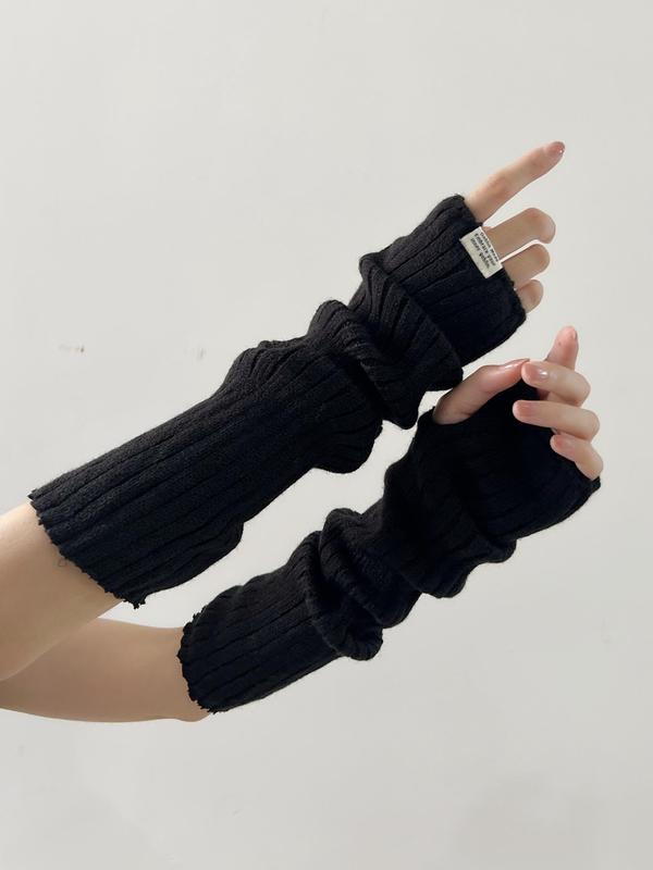 Women's Cute Minimalist Plain Color Fingerless Gloves, 1 Pair Trendy Y2k Stylish Gloves, Fashionable Knitted Accessories for Party Decor