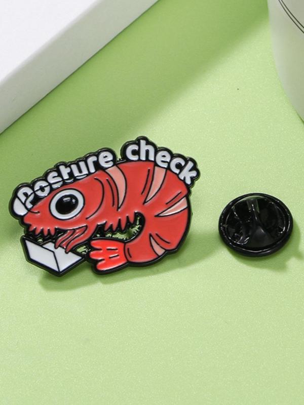 Cute Lobster Design Brooch, 2024 New Style Fashionable Letter Pattern Badge for Clothes & Hat & Bag,  Enamel Pin Suitable for Backpacks, Jeans, Scarves, Hats Decoration